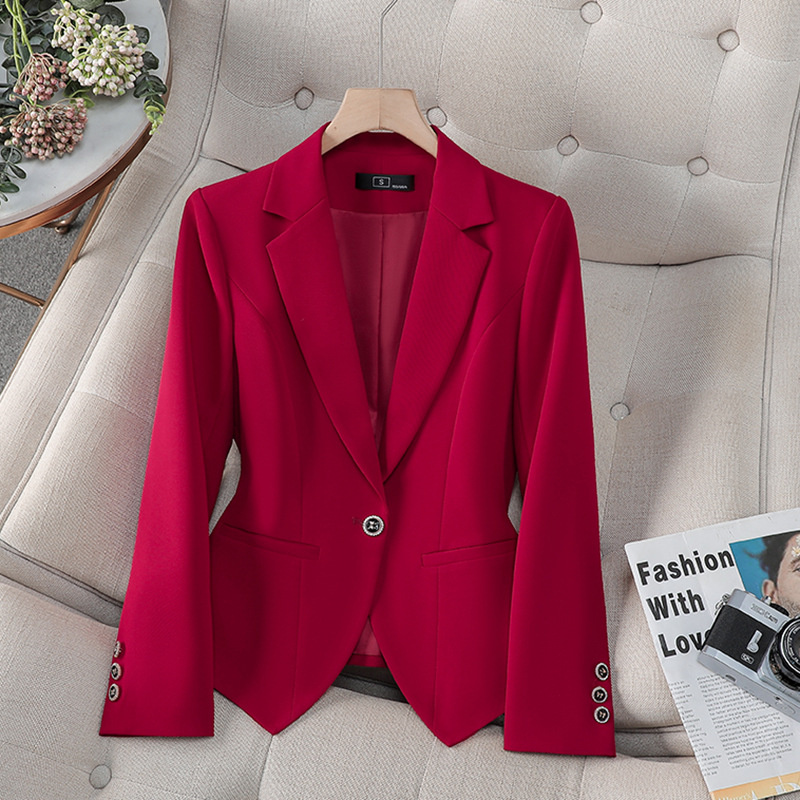 Women Formal Wear Coat - 新しいファッション女性フォーマルブレザー女性赤白黒オフィススーツコートレディースビジネスワークウェアジャケット春秋アウター