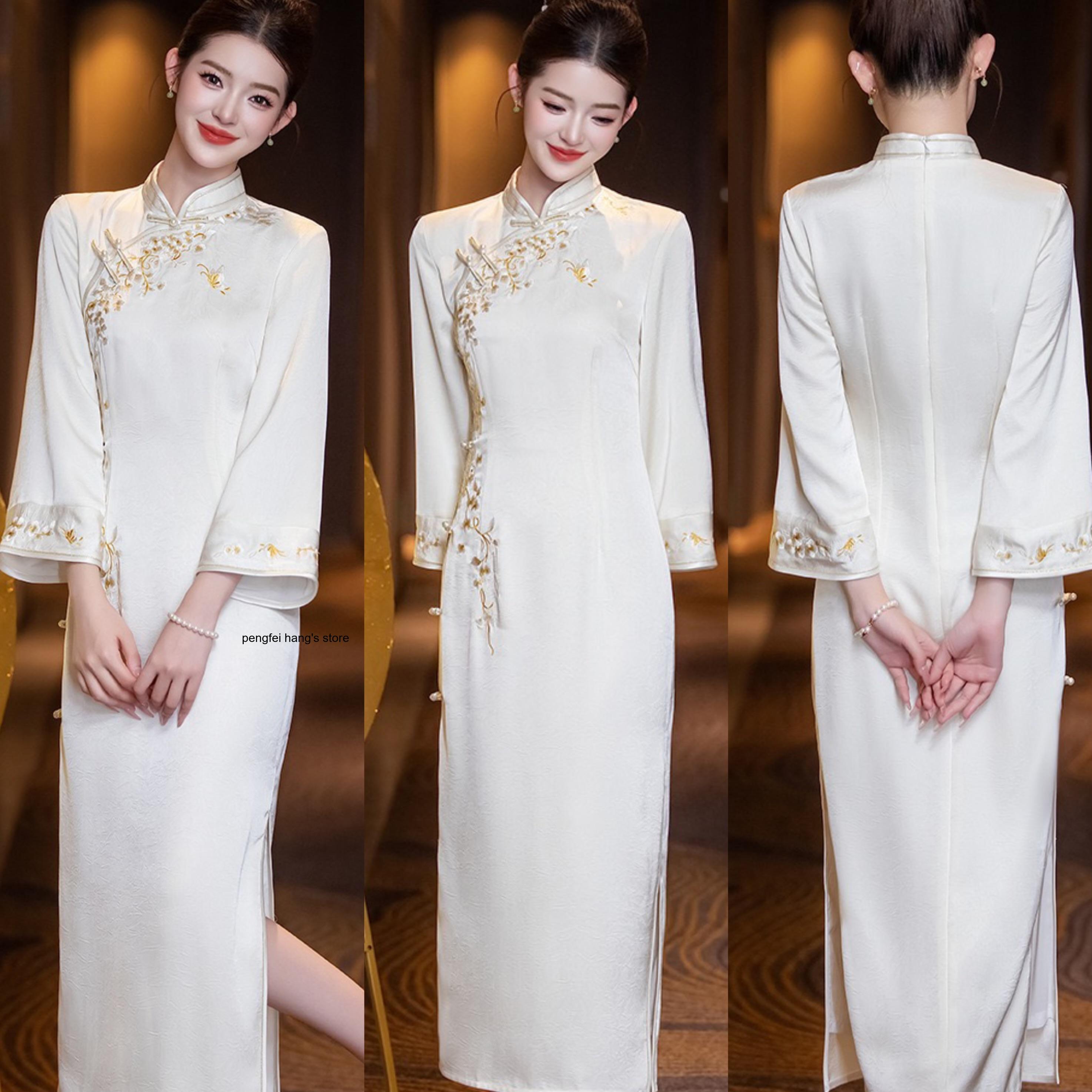 Women'S Formal Wear Petite - 2026年秋 レディース エレガントな改良版旗袍 ロングドレス 小柄サイズ ヴィンテージ
