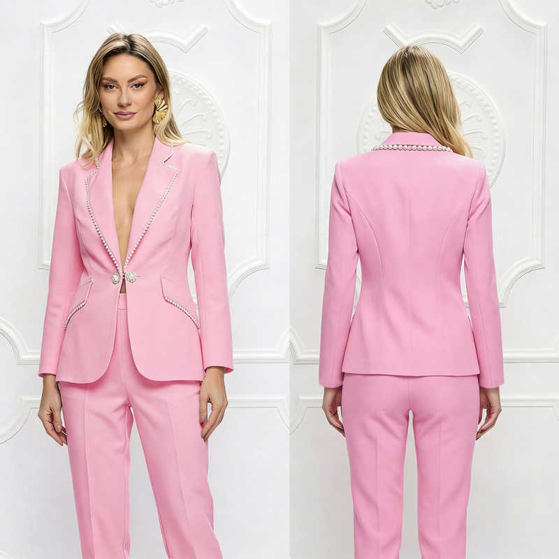 Women Formal Wear For Graduation - ファッションショー女性用ブレザーセットカスタマイズパールビーズガールズプロムイブニングゲストフォーマルウェア写真撮影2ピース卒業式