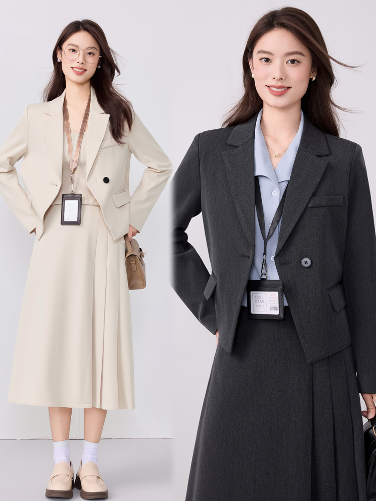 Women'S Formal Wear Petite - エレガントなレディースブレザー2025新作 春秋 軽量ビジネスフォーマルウェア 小柄なプロフェッショナル向け - スーツとスカートのセット
