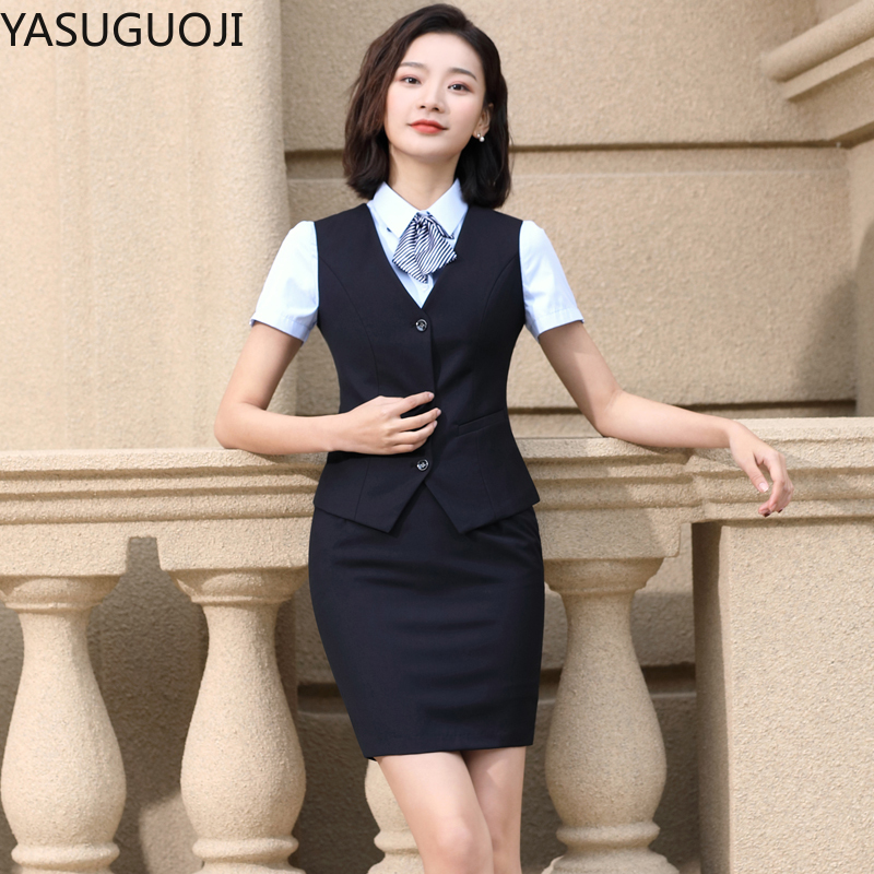 Women Formal Wear Coat - Yasuguoji エレガントなファッションの女性ベスト作業服スリム v ネックフォーマルオフィスレディースエレガントインタビューベストコートプラスサイズの制服