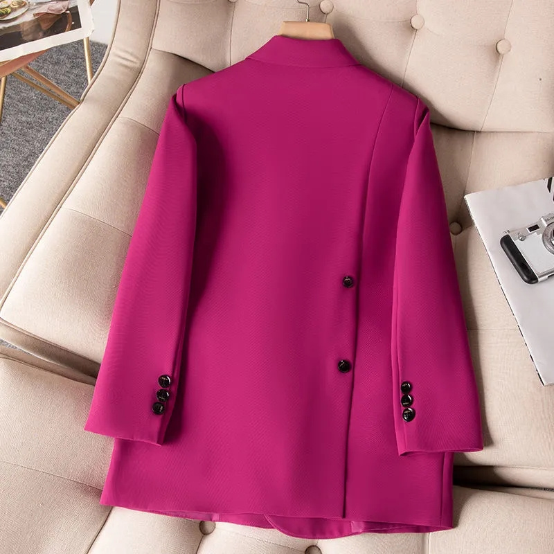 Women Formal Wear Coat - 女性のためのフォーマルなブレザー,新しいピンクの黒の女性の長袖,ダブルブレストのビジネスウェア,ジャケット,2023