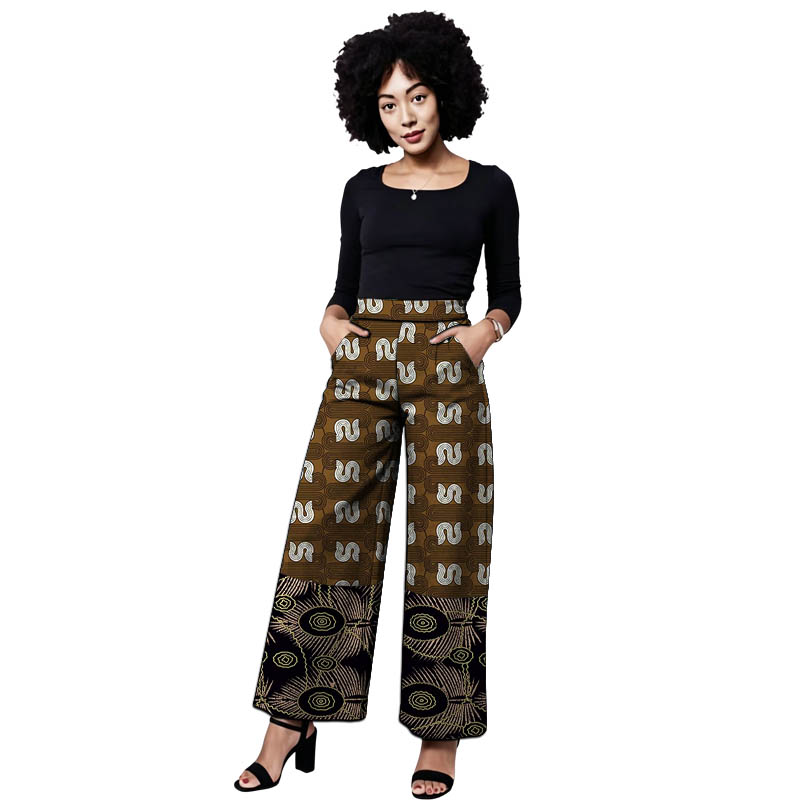 Tailored Trouser Wide - アンカラ衣装女性のパッチワークパンツワイドレッグパンツアフリカのクチュール女性ボトムスパーティーウェア仕立て済み