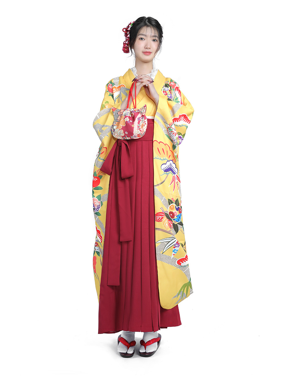 Women Formal Wear For Graduation - 女性用和服セット わびさびスタイル ハカマドレス 伝統的な卒業式ガウン フォーマルウェア 9点セット