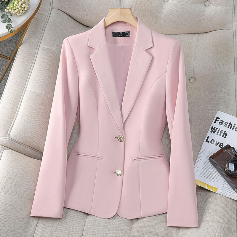Women Formal Wear Coat - 新しいファッション女性フォーマルブレザーレディースシングルブレスト長袖作業服コート春秋ジャケット女性スーツアウター