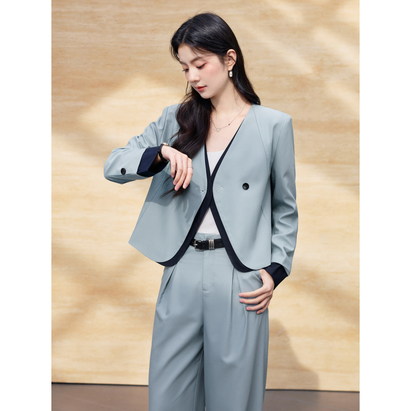 Women'S Formal Wear Petite - レディース春の新作オフィススーツセット：小柄な通勤女性のためのエレガントで洗練されたショート丈フォーマルウェア