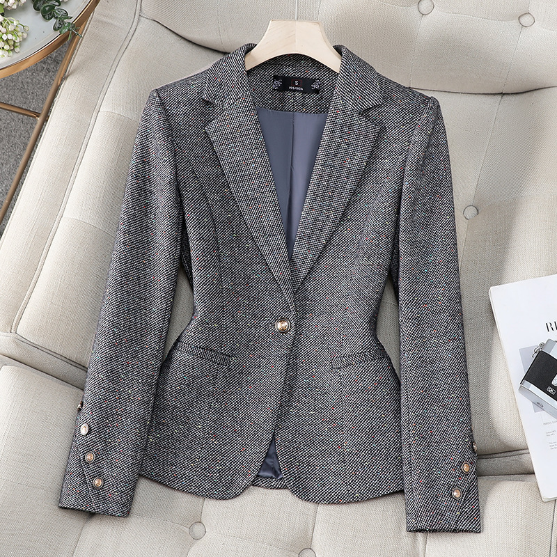 オフィスレディースブレザー女性ジャケット長袖シングルボタン女 - Women Formal Wear Coat のレビューと価格