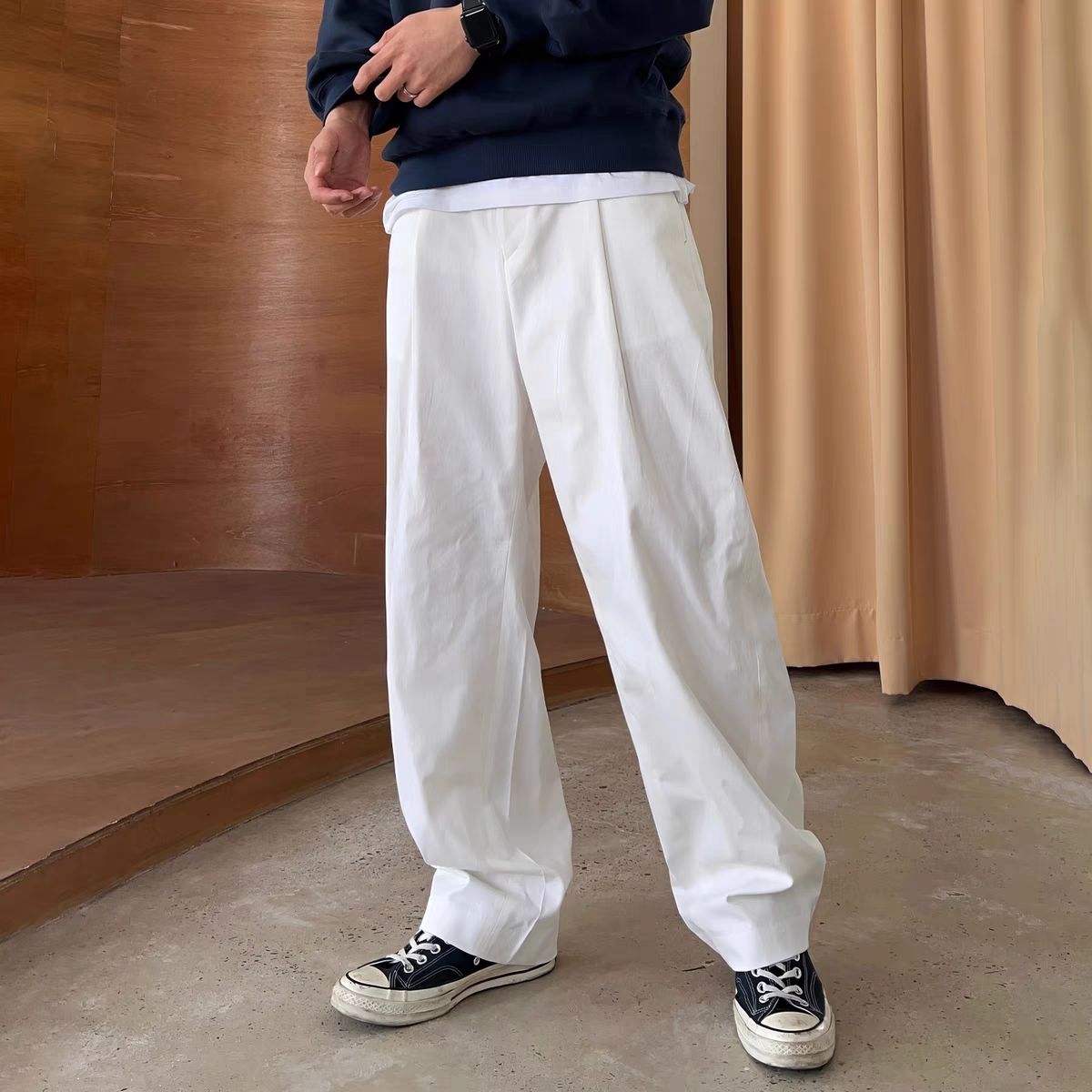 GELITAYIN 男性のズボン仕立てワイドストレート白服メ - Tailored Trouser Wide のレビューと価格