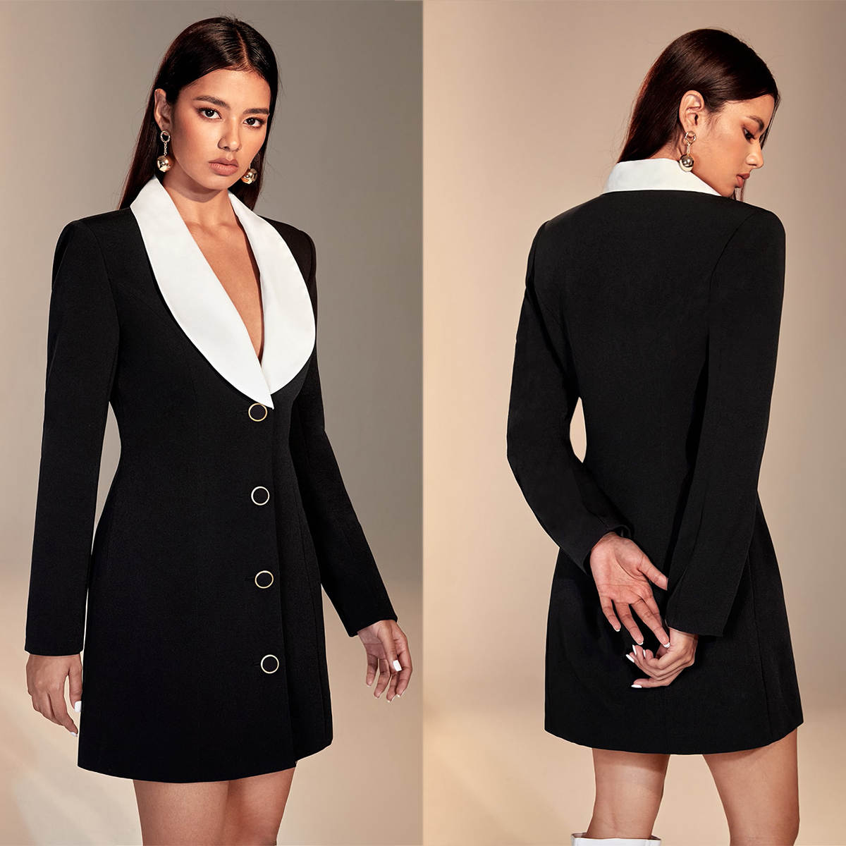 カラーマッチング女性用ブレザードレスファッションショー向けカ - Women Formal Wear For Graduation のレビューと価格