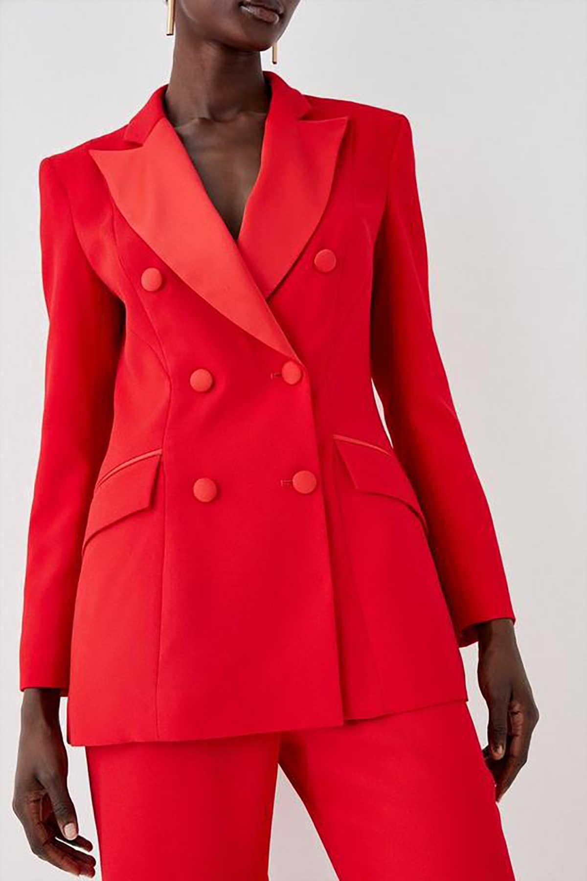 フォーマルレッド女性パンツスーツカスタムメイドスリムフィット - Women Formal Wear For Graduation のレビューと価格