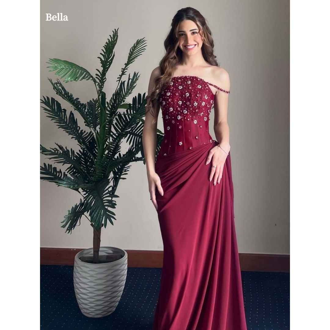 ベラ カスタムメイド サテン オフショルダー プロムドレス  - Women Formal Wear For Graduation のレビューと価格