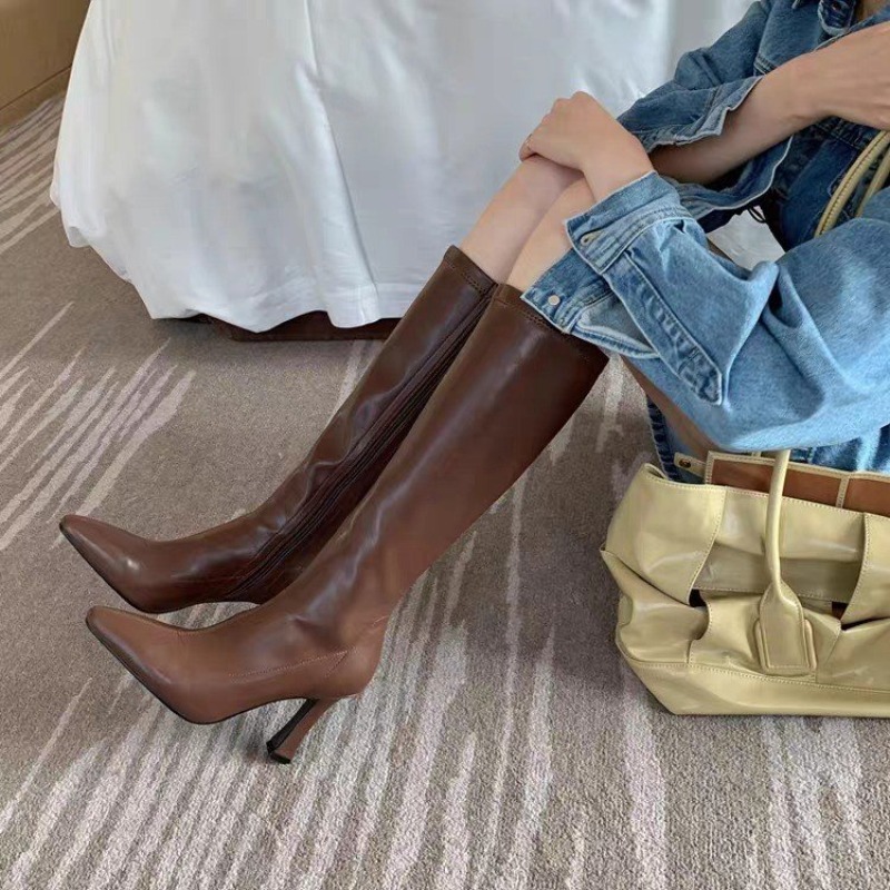女性ニーハイブーツポインテッドトゥサイドジッパーロングブーツ - Formal Women Daily Wear Footwear のレビューと価格