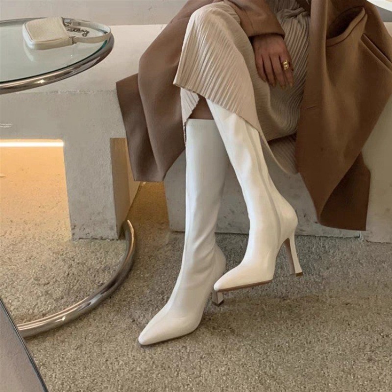 女性ニーハイブーツポインテッドトゥサイドジッパーロングブーツ - Formal Women Daily Wear Footwear のレビューと価格