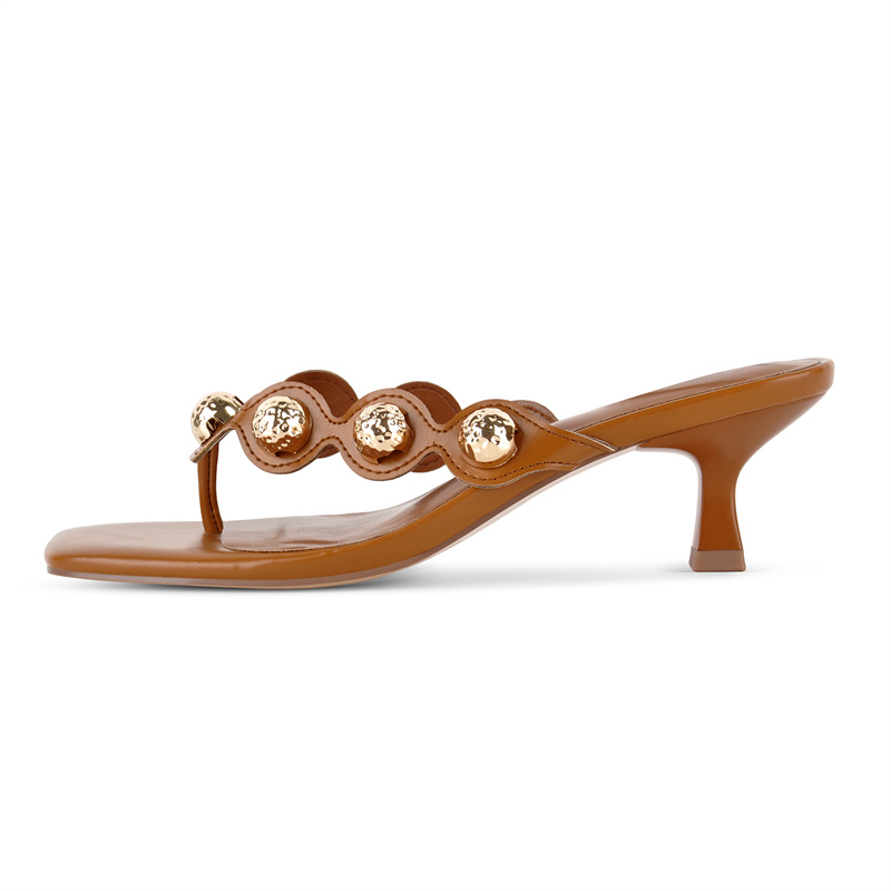 Onlymaker スクエアトゥ ブラウン トングミュールサ - Kitten Heel Women のレビューと価格