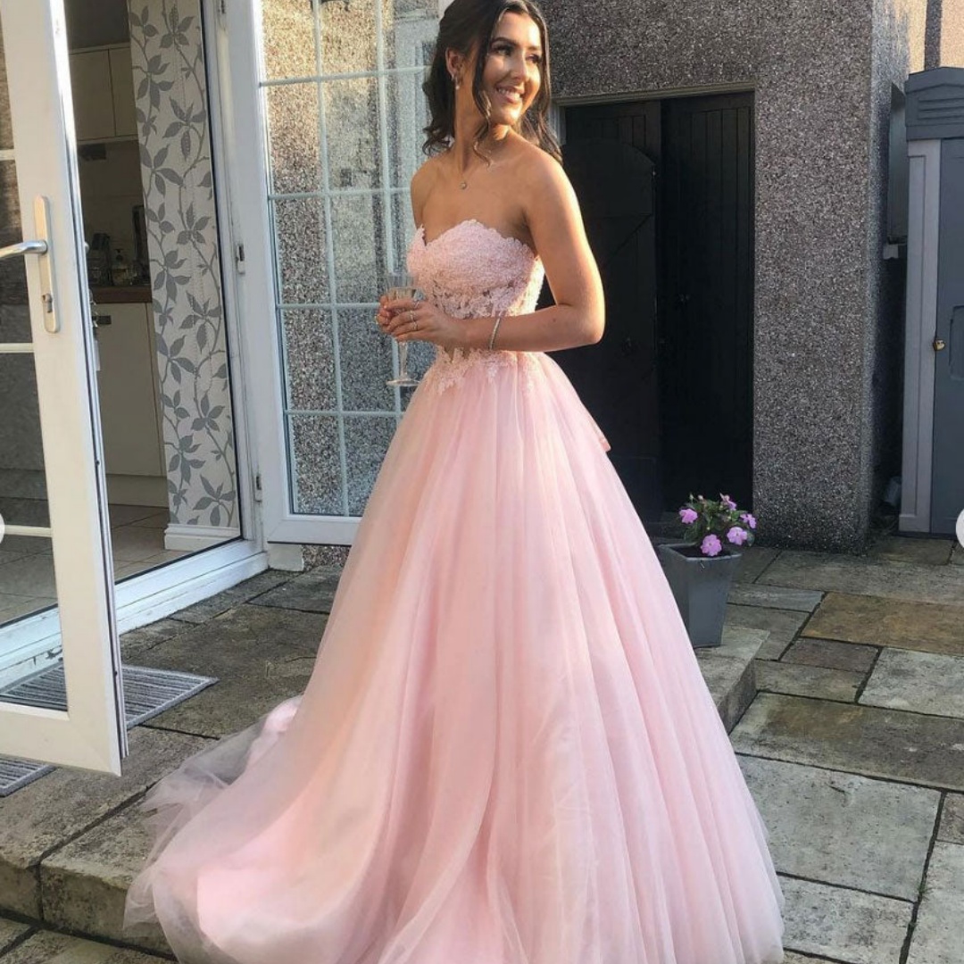 ベラカスタムピンクストラップレスレースプロムドレスパーティー - Women Formal Wear For Graduation のレビューと価格