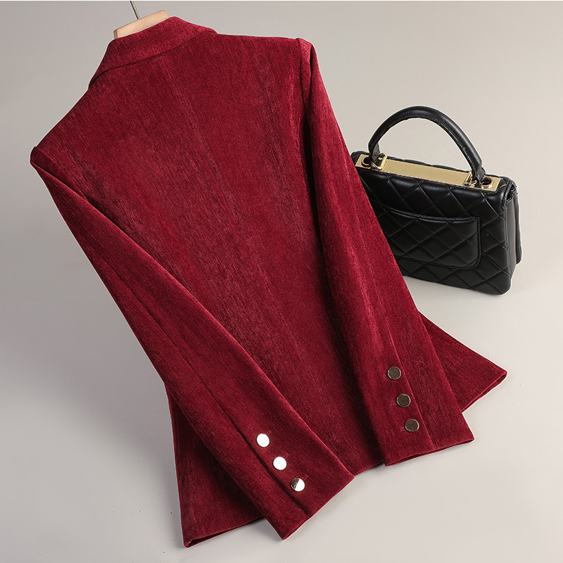 イエローゴールドベルベットブレザー女性秋冬カジュアルスーツフ - Women Formal Wear Coat のレビューと価格