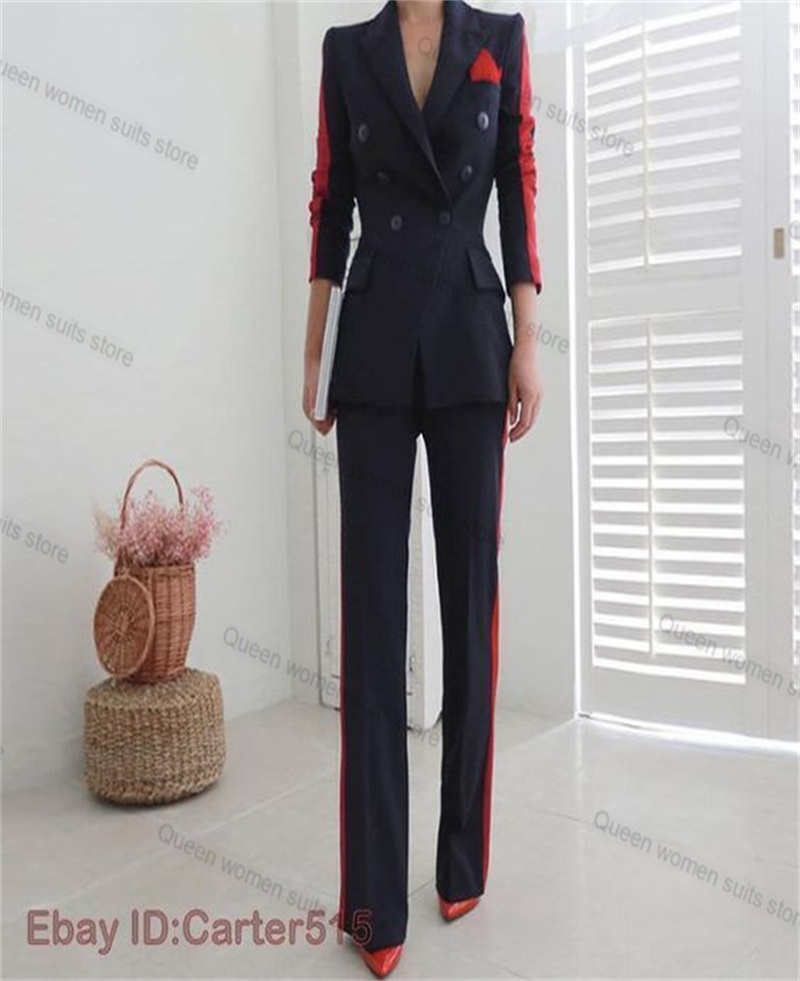 女性用2ピースフォーマルスーツセット,ブレザーとパンツ,ジャ - Women Formal Wear Trousers のレビューと価格