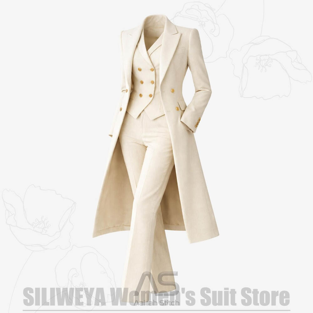 レディーススーツ 3ピース ダブルブレスト ロングコート ベ - Women Formal Wear Coat のレビューと価格