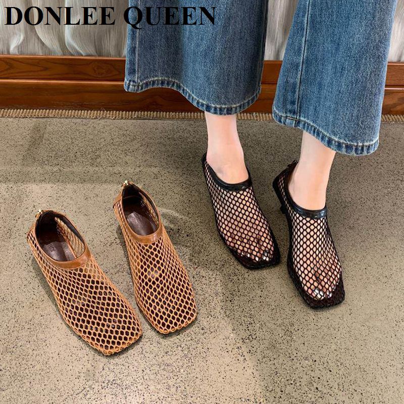 ヴィンテージメッシュスクエアトゥミュールサンダル、ローキトゥ - Kitten Heel Women のレビューと価格