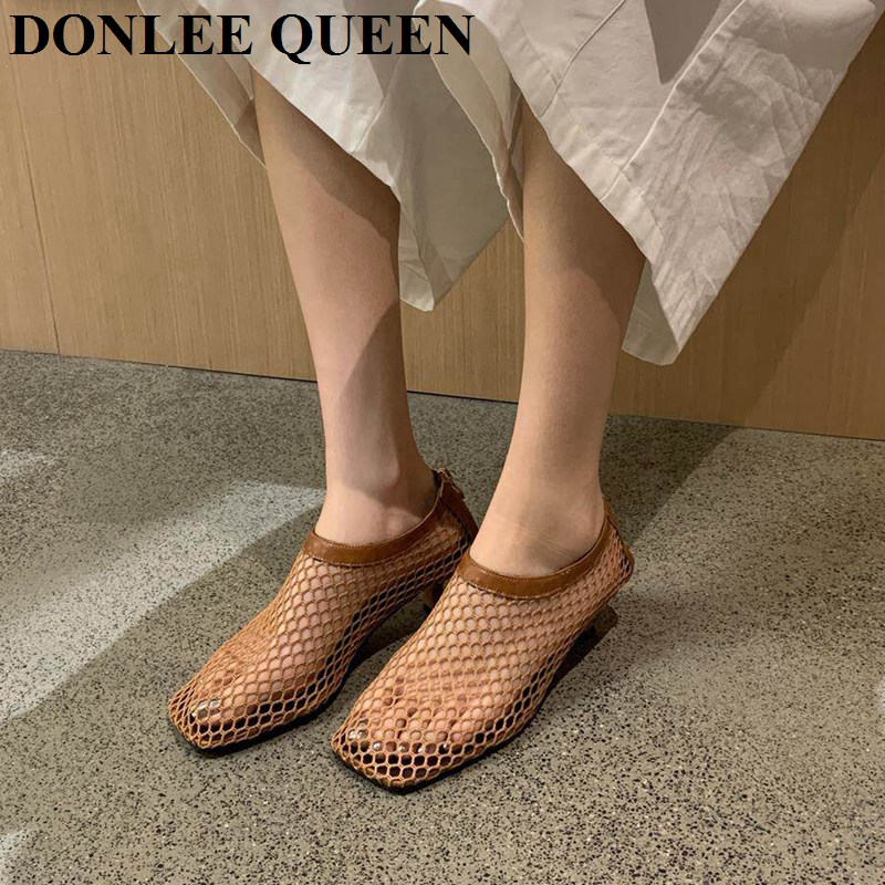 ヴィンテージメッシュスクエアトゥミュールサンダル、ローキトゥ - Kitten Heel Women のレビューと価格