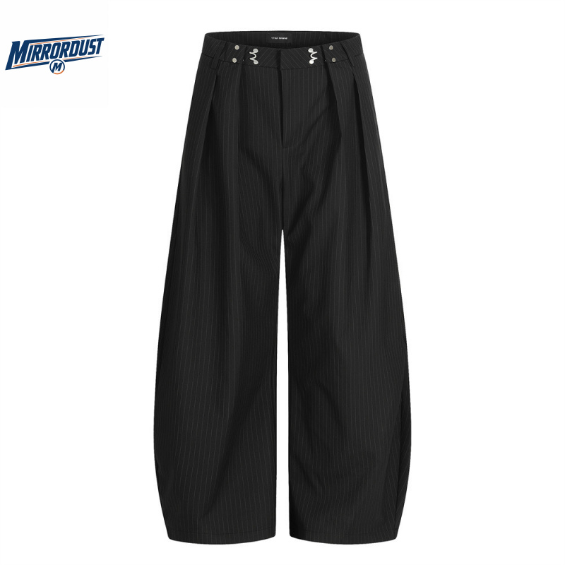 メンズピンストライプワイドレッグドレスパンツルーズフィットヴ - Tailored Trouser Wide のレビューと価格