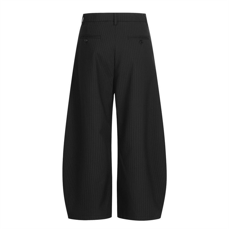 メンズピンストライプワイドレッグドレスパンツルーズフィットヴ - Tailored Trouser Wide のレビューと価格