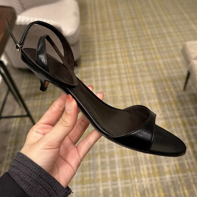 ファッションセクシーな女性の本革サンダル子猫ハイヒール夏のパ - Kitten Heel Women のレビューと価格