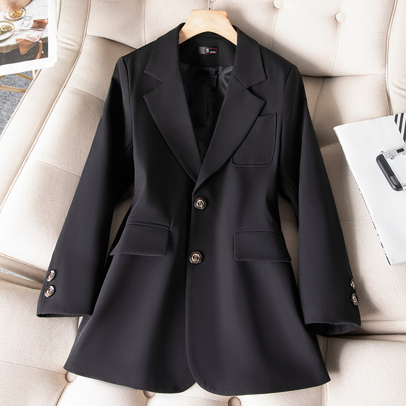 女性用長袖シングルブレストジャケット,フォーマルコート,青, - Women Formal Wear Coat のレビューと価格