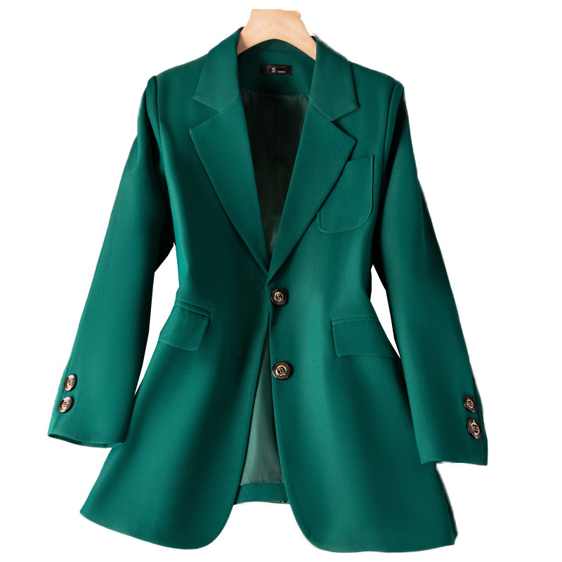 女性用長袖シングルブレストジャケット,フォーマルコート,青, - Women Formal Wear Coat のレビューと価格